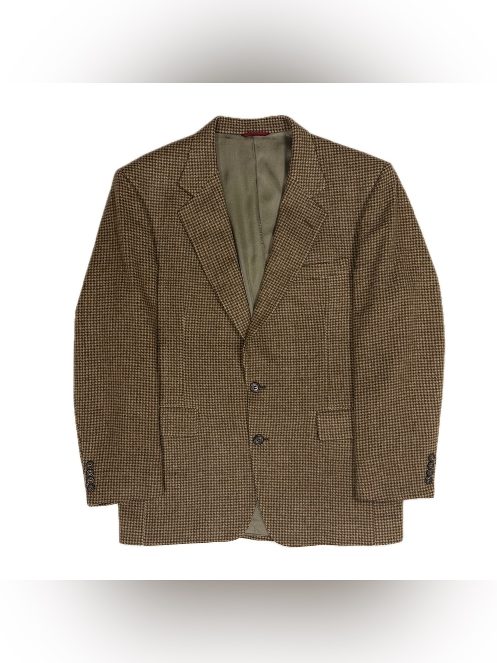Vtg Jos A Bank Camel Hair Brown Tan Houndstooth Kent Blazer Sport Coat Men 41R‎